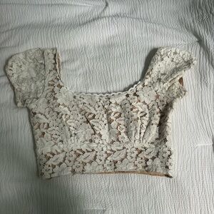 PacSun Cream Crop Bustier Blouse